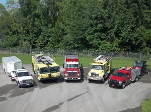 Ariel view of all seven Fire vehicles